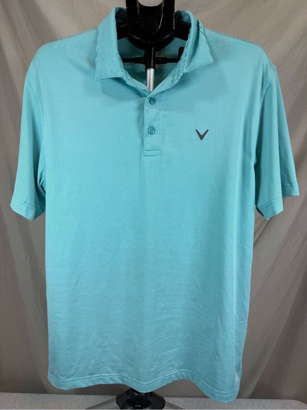 Callaway Striped Golf Polo Teal/White- Size Large